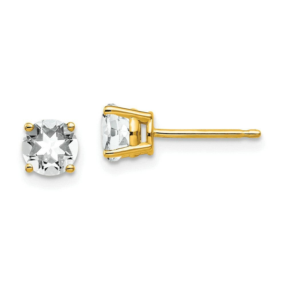 14K Yellow Gold 5mm Cubic Zirconia Earrings