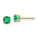 Load image into Gallery viewer, 14K Yellow Gold Emerald Post Earrings, 1-Carat Gemweight
