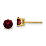 Load image into Gallery viewer, 14K Yellow Gold 5mm Garnet Post Earrings
