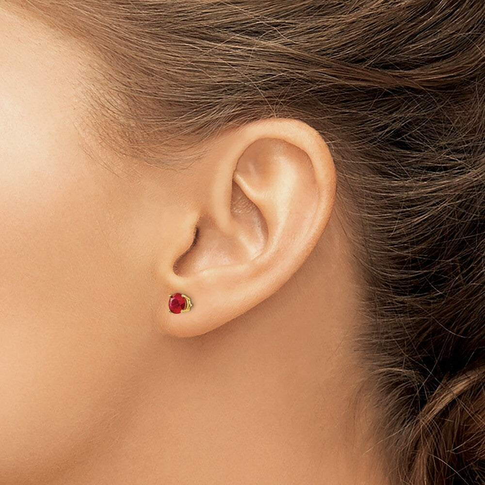 14K Yellow Gold Ruby Post Earrings, 1.34-Carat Gemweight