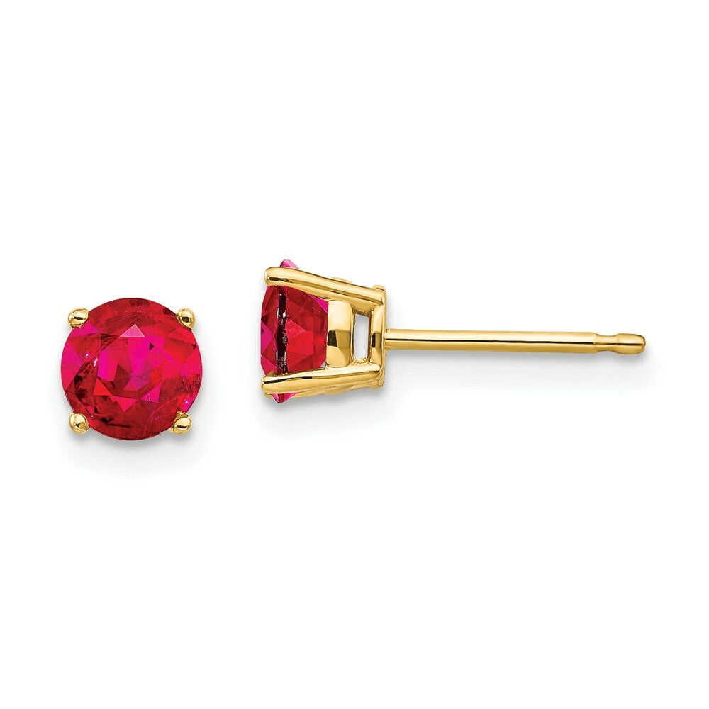 14K Yellow Gold Ruby Post Earrings, 1.34-Carat Gemweight