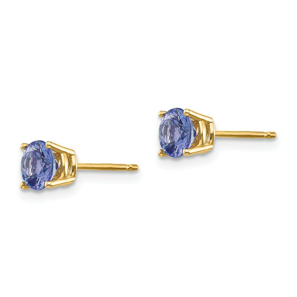 14K Yellow Gold Tanzanite Post Earrings, 1.1-Carat Gemweight