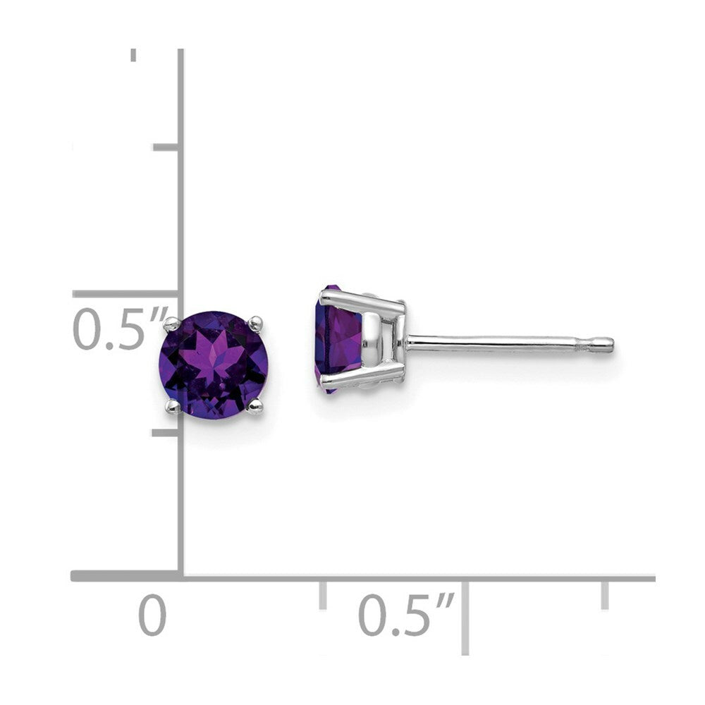 14k White Gold 5mm Amethyst Earrings