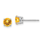 Load image into Gallery viewer, 14k White Gold 5mm Citrine Earrings
