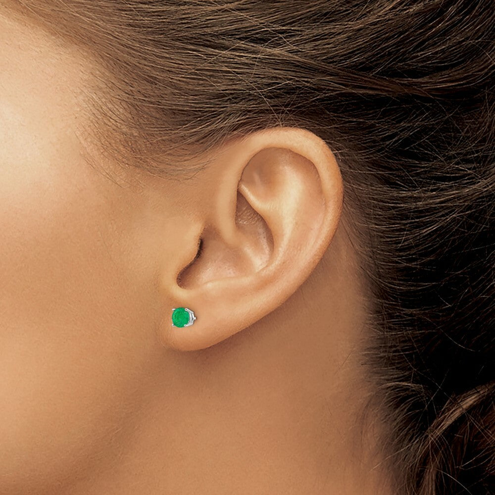 14K White Gold Emerald Earrings 0.96-Carat tw