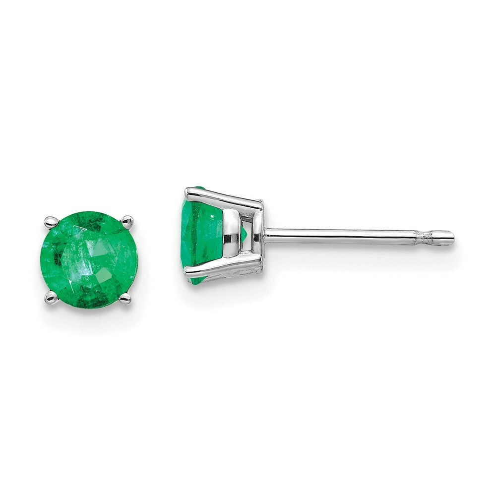 14K White Gold Emerald Earrings 0.96-Carat tw