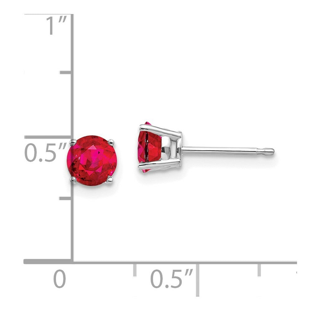 14K White Gold Ruby Earrings 1.34-Carat tw