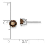Load image into Gallery viewer, 14K White Gold 5mm Round Smoky Quartz Earring
