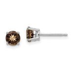 Load image into Gallery viewer, 14K White Gold 5mm Round Smoky Quartz Earring
