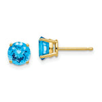 Load image into Gallery viewer, 14K Yellow Gold 6mm Blue Topaz Checker Earrings
