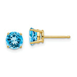Load image into Gallery viewer, 14K Yellow Gold 6mm Blue Topaz Earrings

