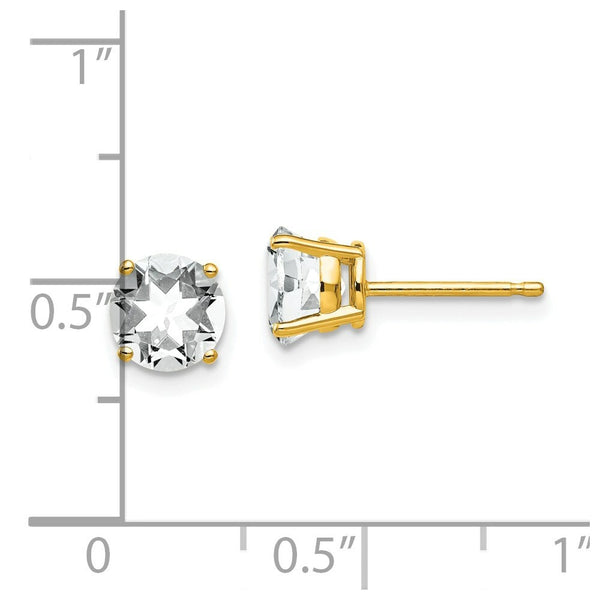 14K Yellow Gold 6mm Cubic Zirconia Earrings
