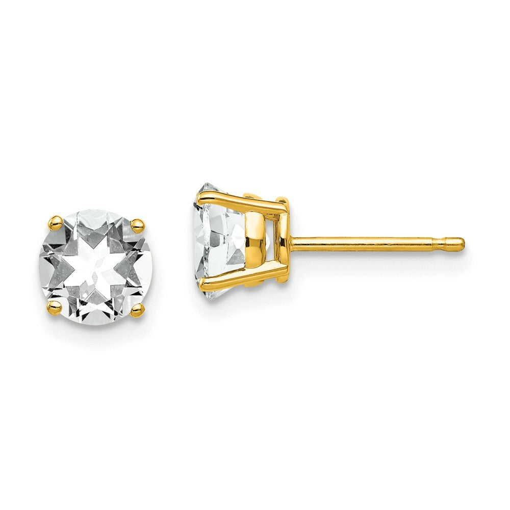 14K Yellow Gold 6mm Cubic Zirconia Earrings