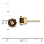 Load image into Gallery viewer, 14K Yellow Gold 6mm Round Smoky Quartz Earrings
