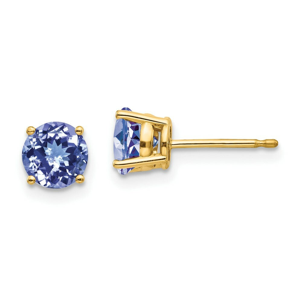 14K Yellow Gold Tanzanite Post Earrings 1.8-Carat tw
