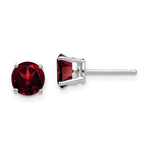 Load image into Gallery viewer, 14k White Gold 6mm Garnet Earrings
