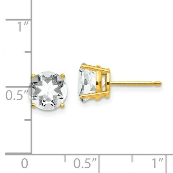14K Yellow Gold 7mm Cubic Zirconia Earrings