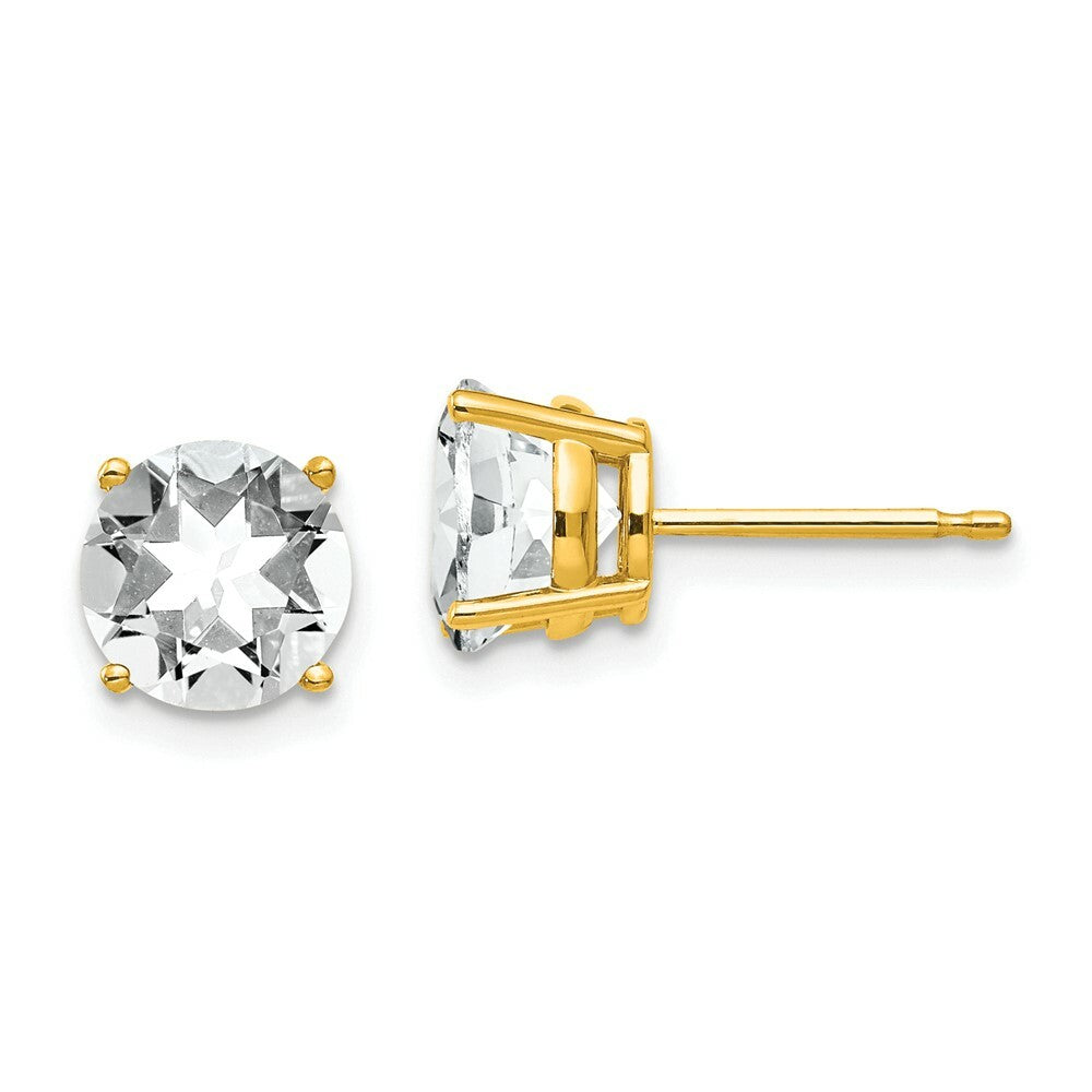 14K Yellow Gold 7mm Cubic Zirconia Earrings