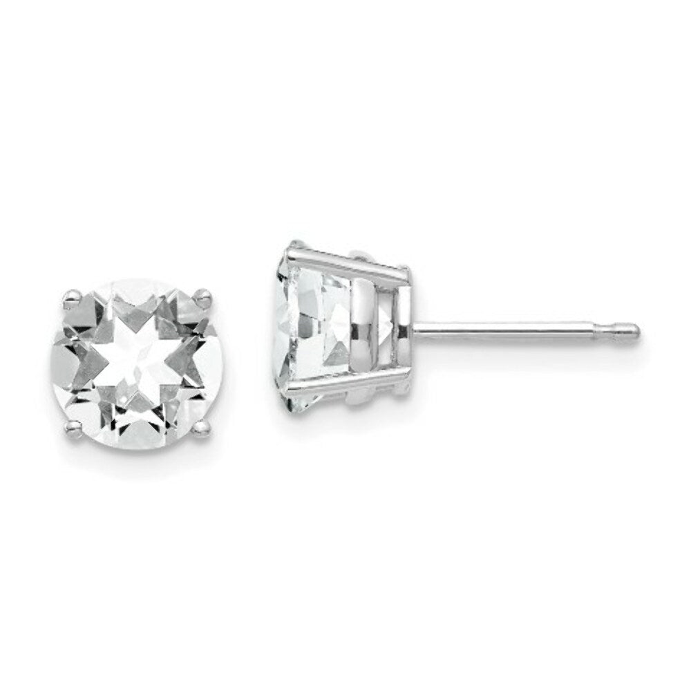 14k White Gold 7mm Cubic Zirconia Earrings