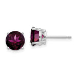 Load image into Gallery viewer, 14k White Gold 7mm Rhodolite Garnet Earrings
