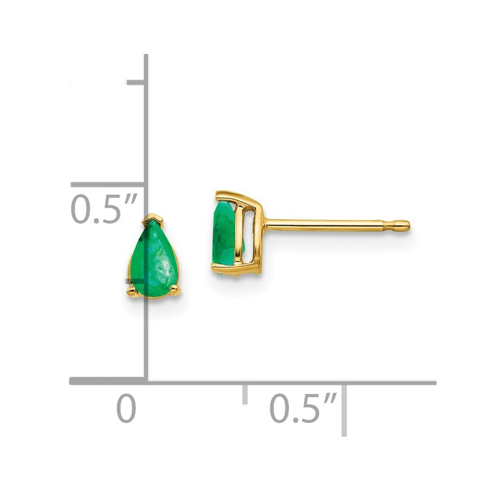 14K Yellow Gold Emerald Post Earrings 0.4-Carat tw
