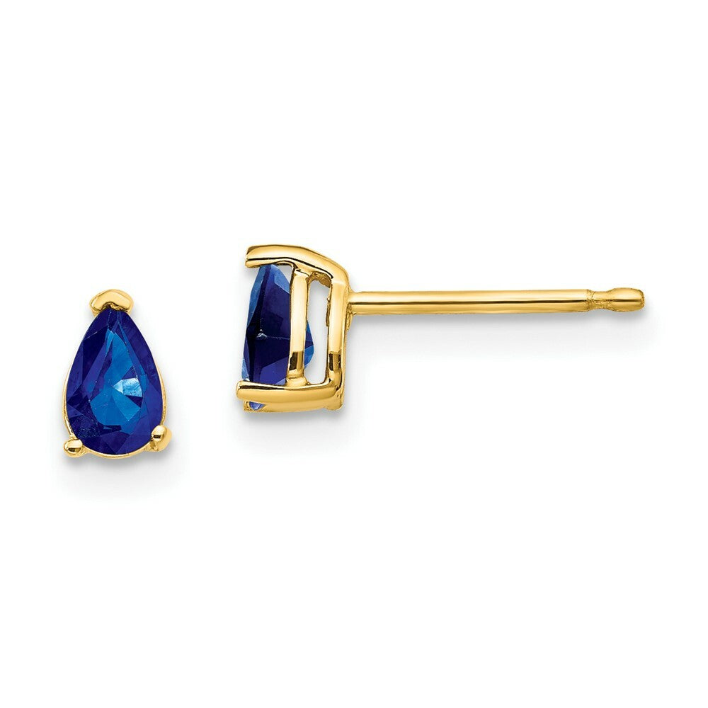 14K Yellow Gold Sapphire Post Earrings 0.6-Carat tw