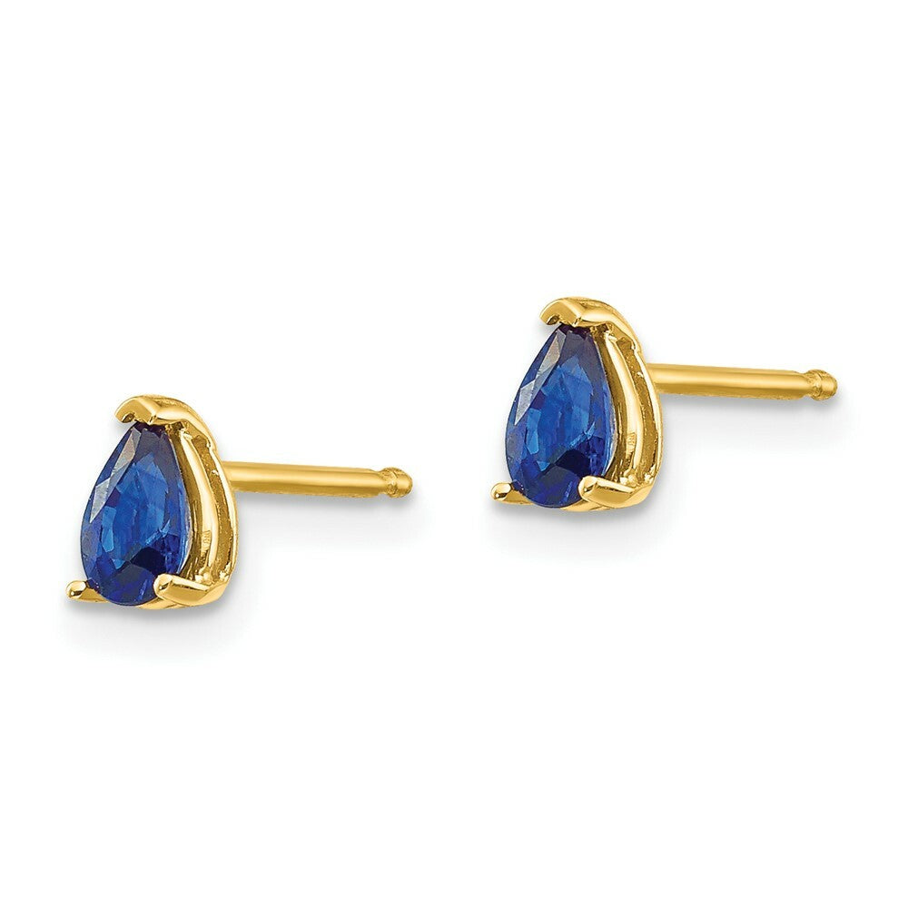 14K Yellow Gold Sapphire Post Earrings 0.6-Carat tw