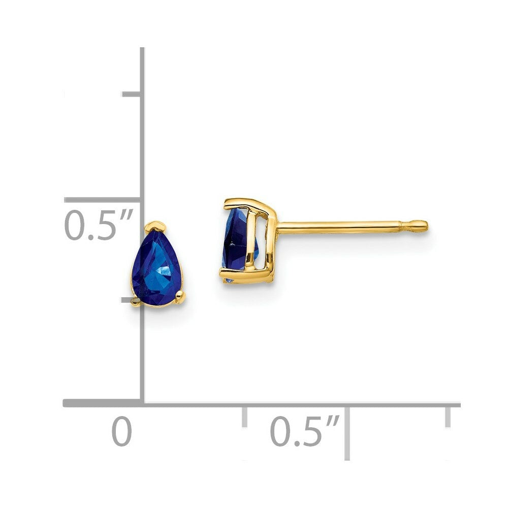 14K Yellow Gold Sapphire Post Earrings 0.6-Carat tw