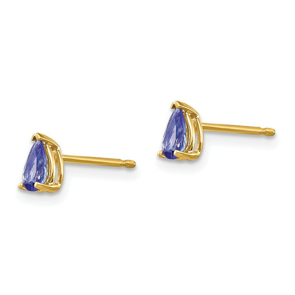 14K Yellow Gold Tanzanite Post Earrings 0.5-Carat tw
