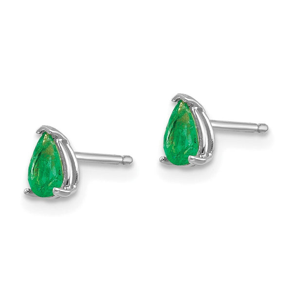 14k White Gold Emerald Earrings, 0.4-Carat Gemweight
