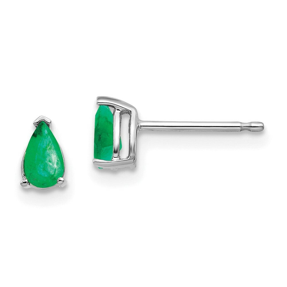 14k White Gold Emerald Earrings, 0.4-Carat Gemweight