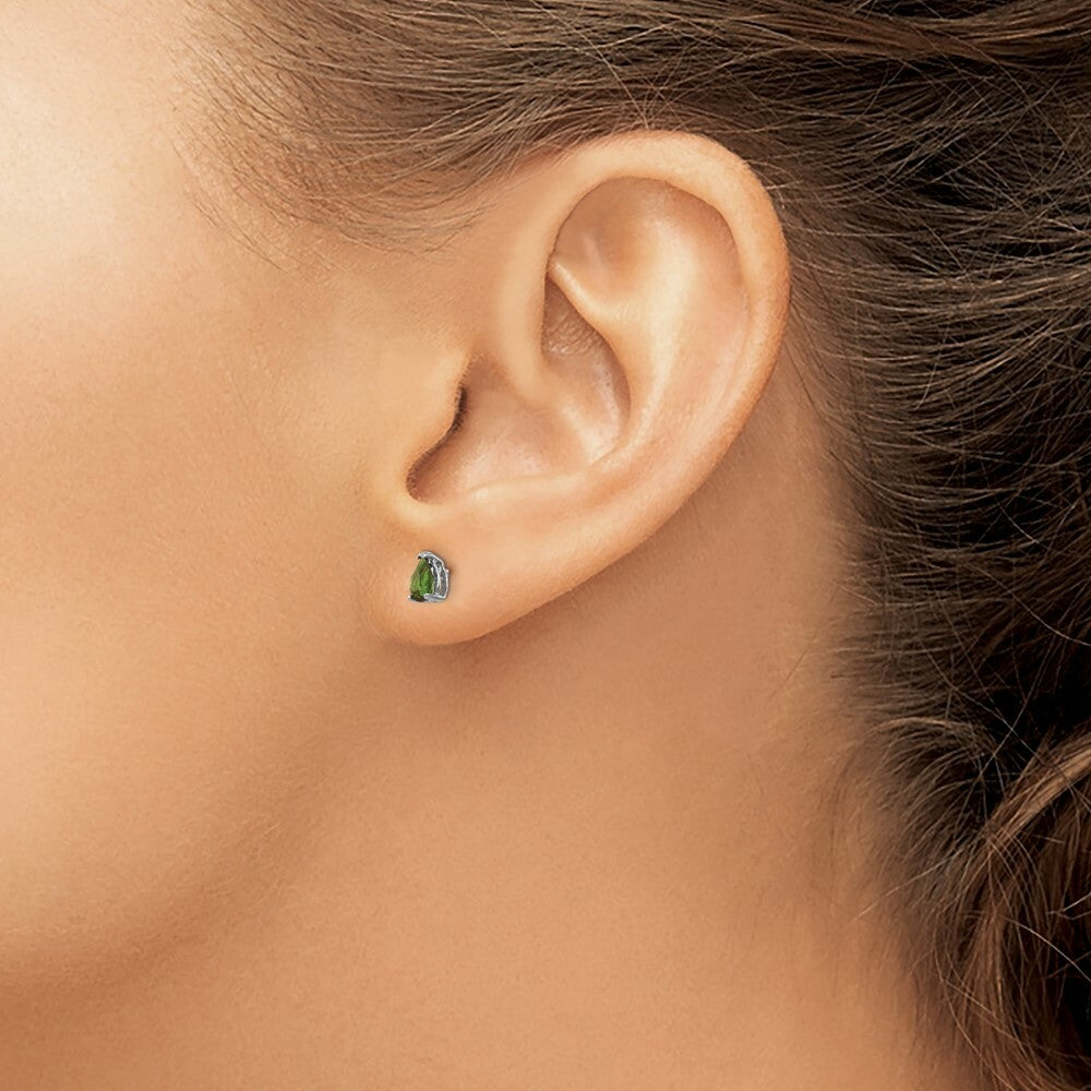 14k White Gold Green Tourmaline Earrings, 0.4-Carat Gemweight