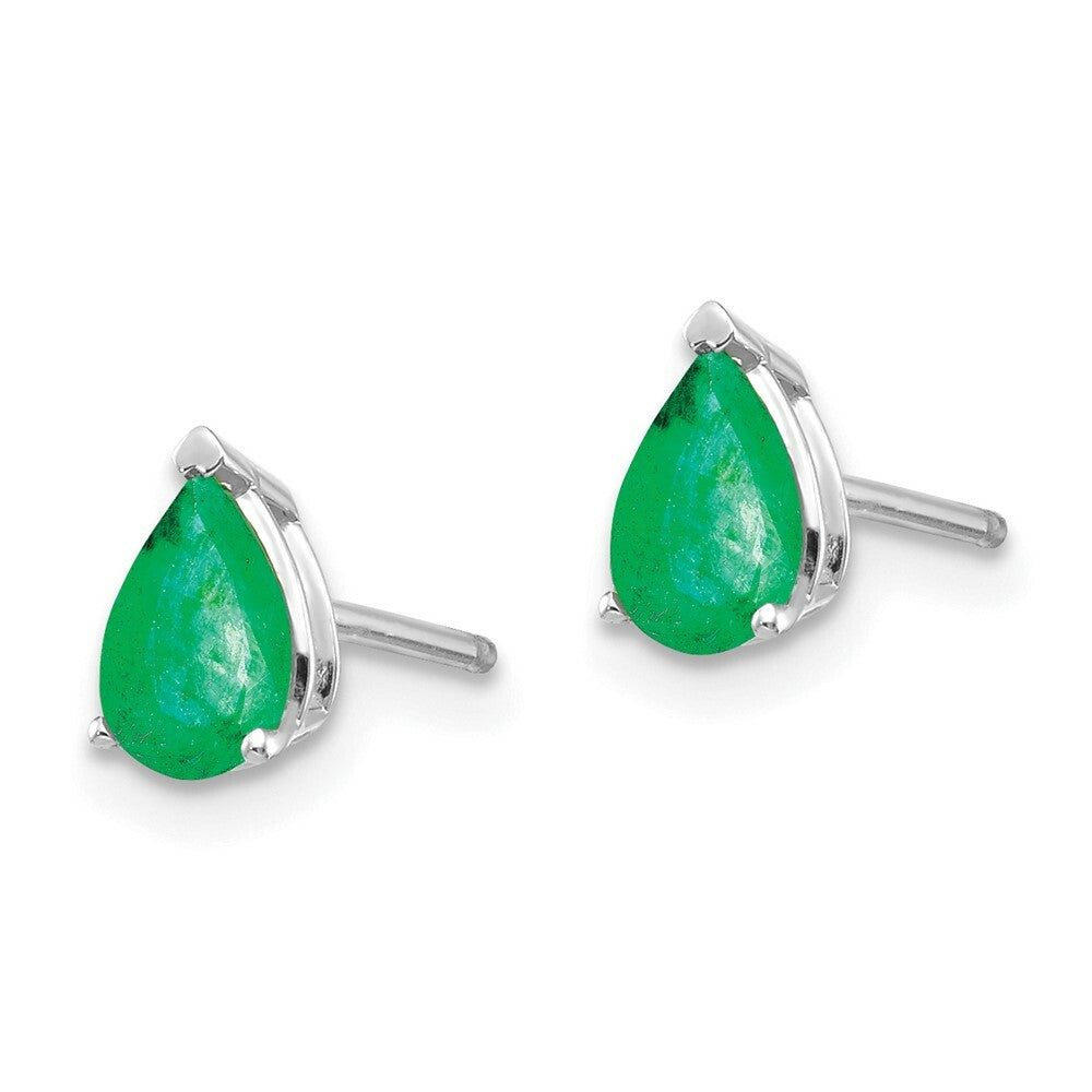 14K White Gold Emerald Earrings 0.8-Carat tw