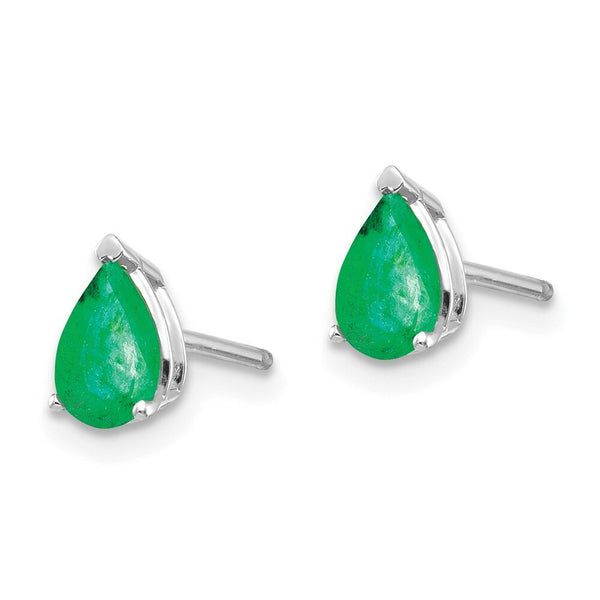 14K White Gold Emerald Earrings 0.8-Carat tw