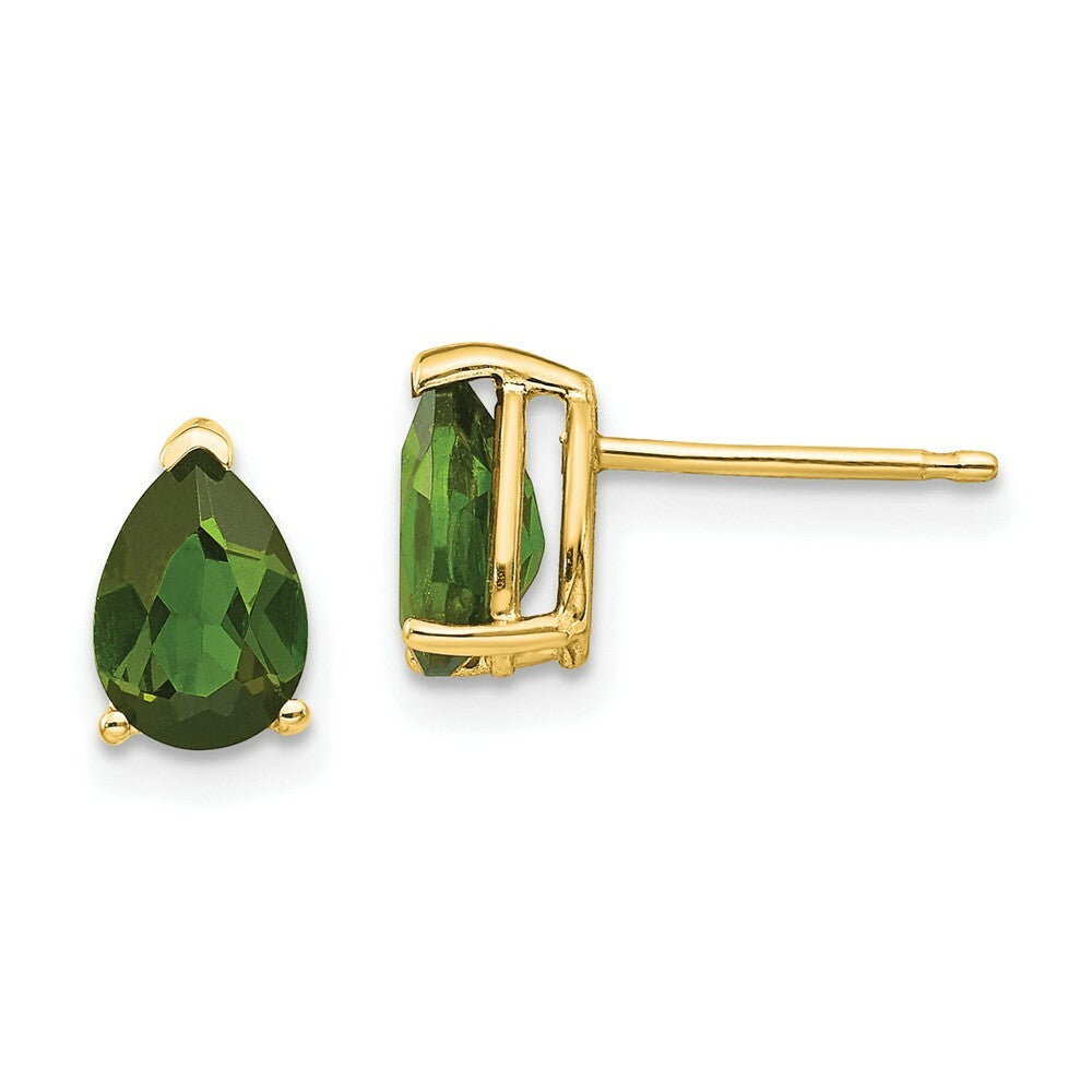 14K Yellow Gold Green Tourmaline Earrings 1.36-Carat tw