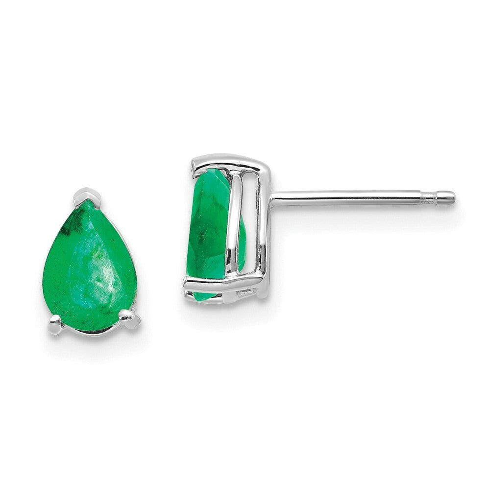 14K White Gold Emerald Earrings 1.4-Carat tw