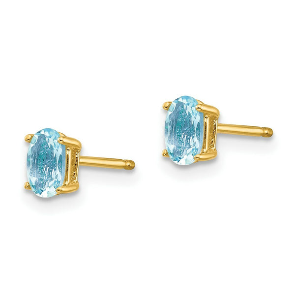14K Yellow Gold Aquamarine Post Earrings 0.66-Carat tw