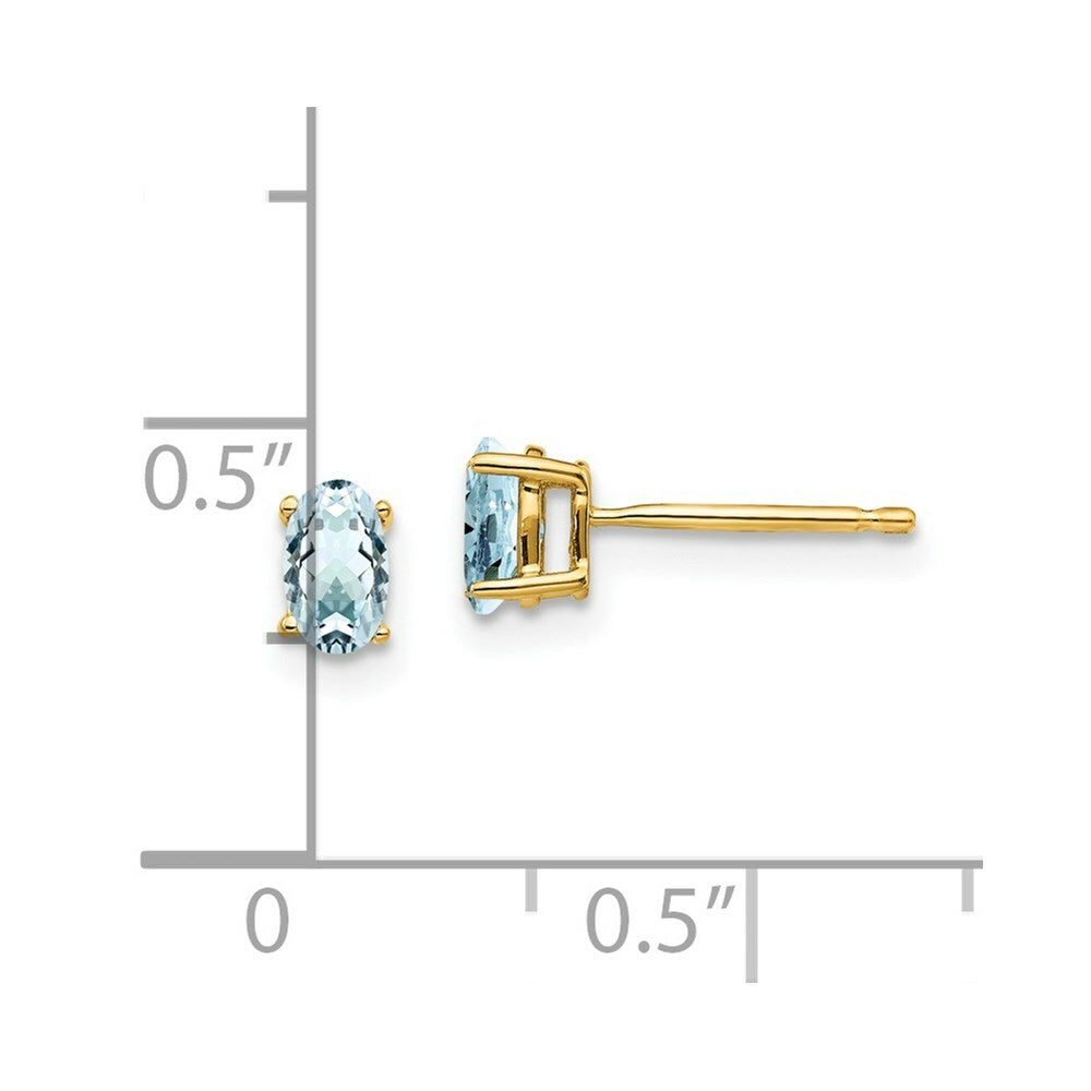 14K Yellow Gold Aquamarine Post Earrings 0.66-Carat tw