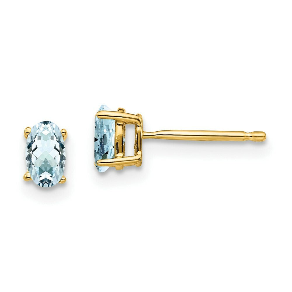 14K Yellow Gold Aquamarine Post Earrings 0.66-Carat tw