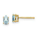 Load image into Gallery viewer, 14K Yellow Gold Aquamarine Post Earrings 0.66-Carat tw
