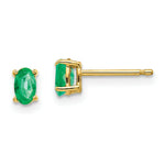 Load image into Gallery viewer, 14K Yellow Gold Emerald Post Earrings 0.5-Carat tw
