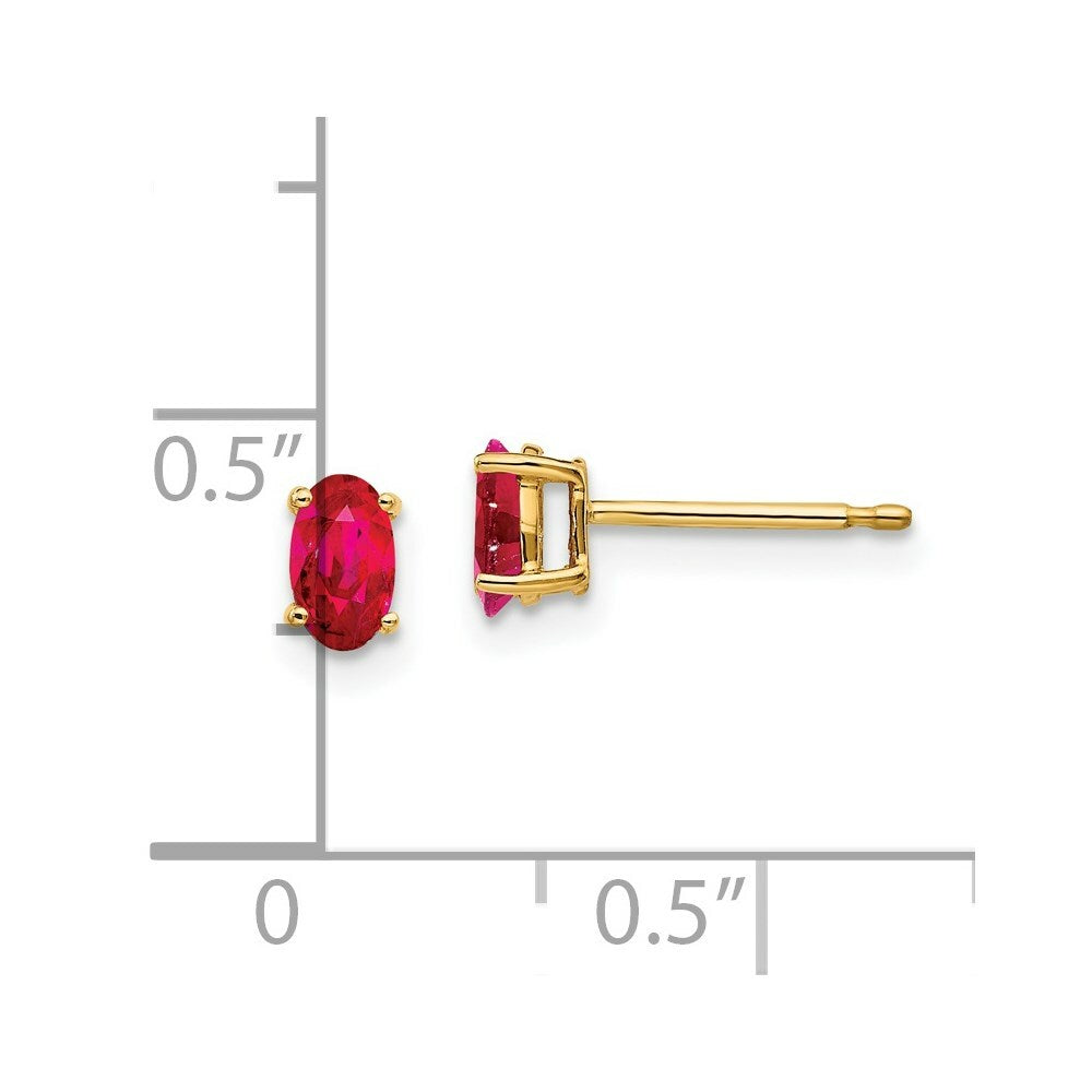 14K Yellow Gold Ruby Post Earrings 0.64-Carat tw