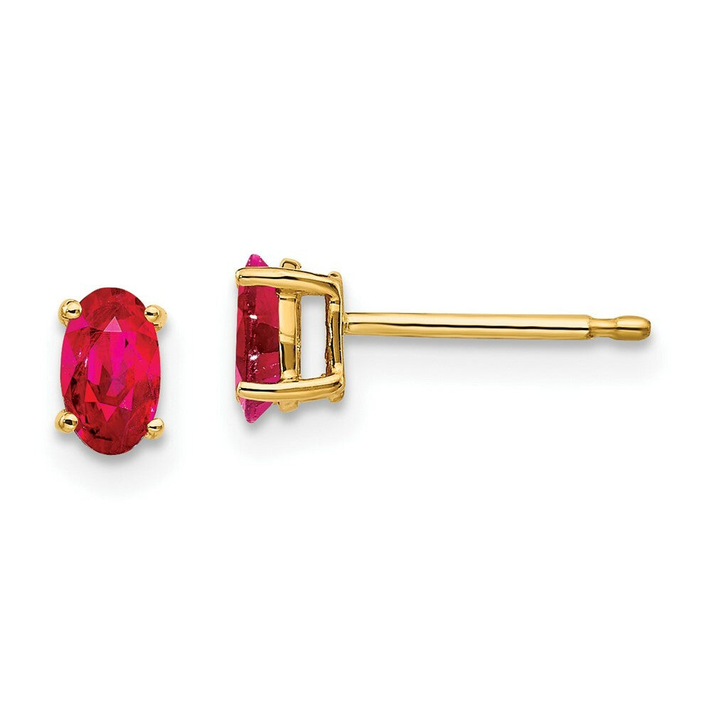 14K Yellow Gold Ruby Post Earrings 0.64-Carat tw