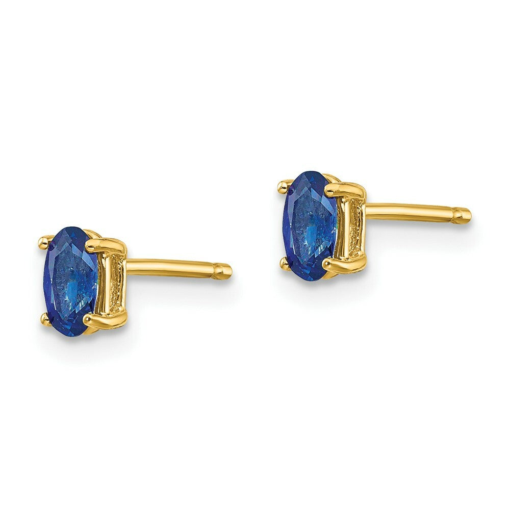 14K Yellow Gold Sapphire Post Earrings 0.7-Carat tw