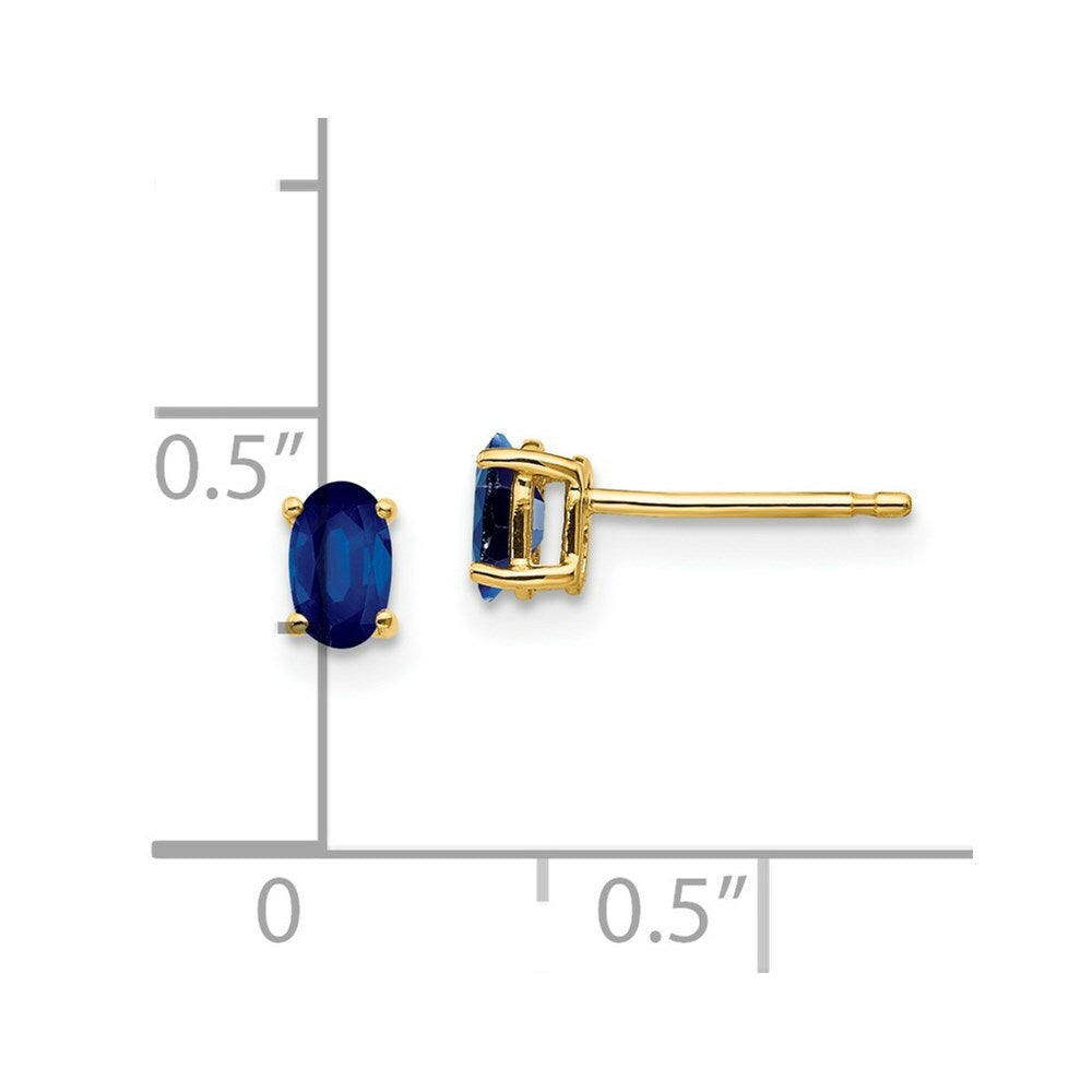 14K Yellow Gold Sapphire Post Earrings 0.7-Carat tw