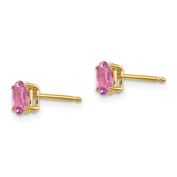 14K Yellow Gold Pink Sapphire Post Earrings 0.64-Carat tw