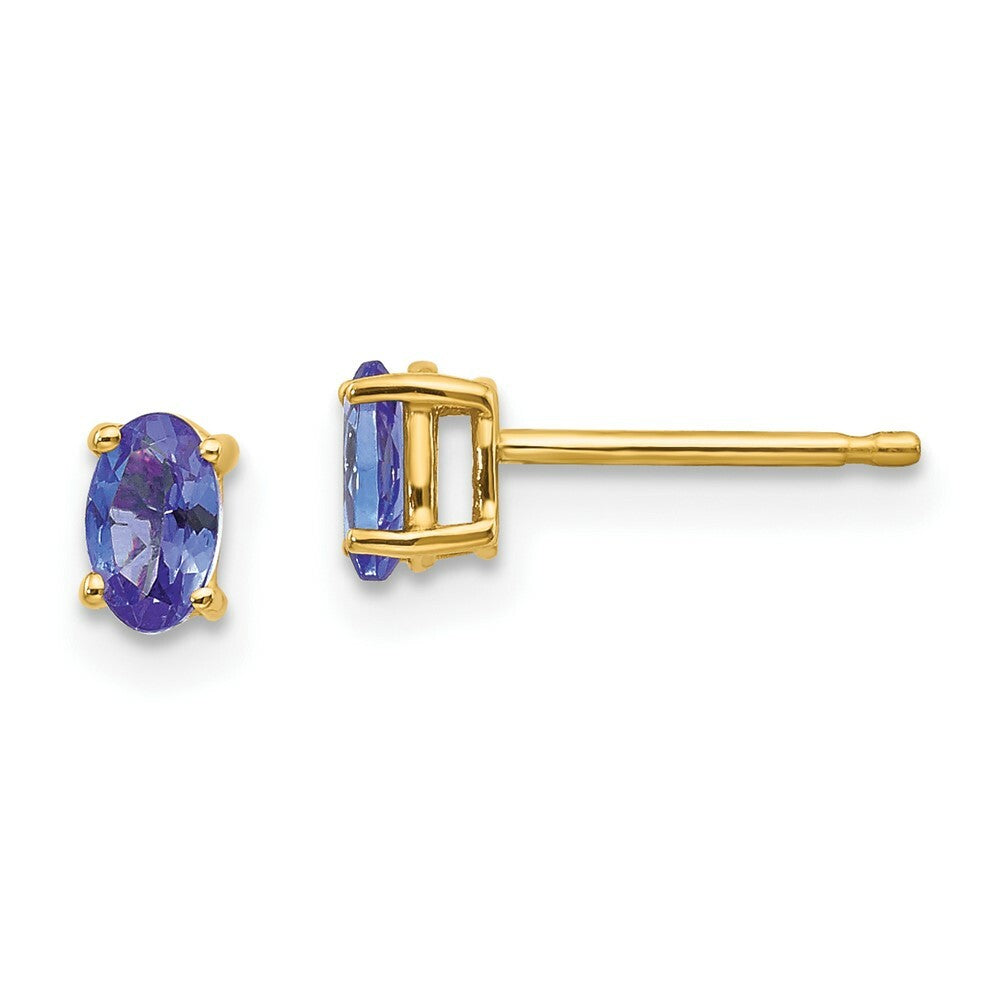 14K Yellow Gold Tanzanite Post Earrings 0.54-Carat tw