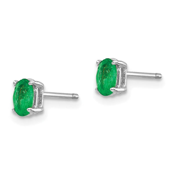 14K White Gold Emerald Earrings 0.5-Carat tw