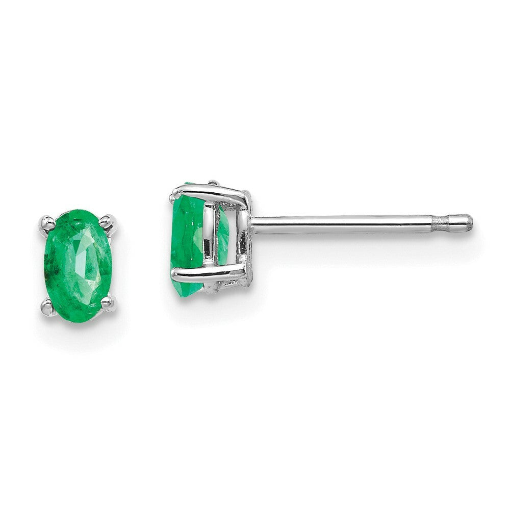14K White Gold Emerald Earrings 0.5-Carat tw