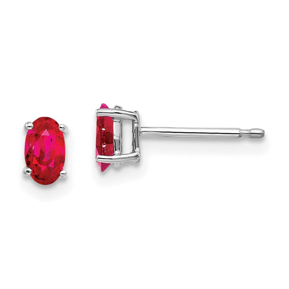 14K White Gold Ruby Earrings 0.64-Carat tw